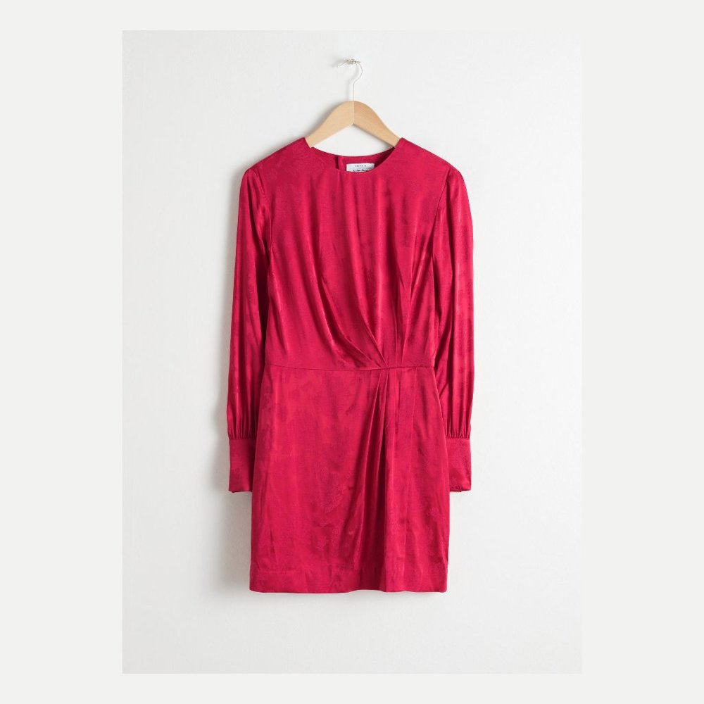 &Other Stories Gathered Satin Mini Dress